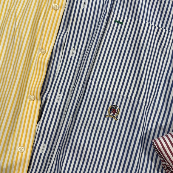 Vintage Tommy Hilfiger Crest Mens Sz XL COLORBLOCK Striped Shirt Button Up - Picture 2 of 6